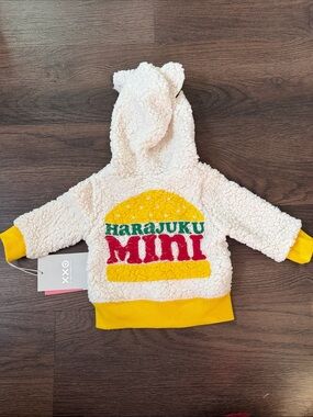 BNWT Harajuki Mini Cream Sherpa Hoodie with Yellow Trim and Cat Ears